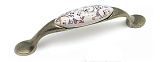 Ручка скоба с керамикой, коллекция "Fire", 96 мм, темная античная бронза/вставка 02 (FS001-96DAB/02)