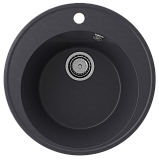 Круглая кухонная мойка Ø485 глубина 180 мм с отверстием под смеситель, кварц, цвет космос  (Nora 485-08)