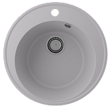 Круглая кухонная мойка Ø485 глубина 180 мм с отверстием под смеситель, кварц, цвет платина  (Nora 485-04)