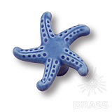 Ручка кнопка звезда керамическая из морской коллекции, цвет синий (317M1)