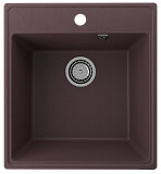Односекционная кухонная мойка 460x500 глубина 180 мм с отверстием под смеситель, кварц, цвет трюфель  (460-06)