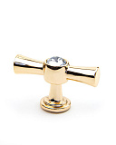 Ручка кнопка с кристаллами, коллекция "Water", цвет - золото полированное (WC020KG)