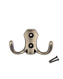 Крючок мебельный двухрожковый, цвет -  никель темный античный (HE202DAN)