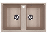 Мойка кухонная прямоугольная, две чаши, искусственный камень, цвет песочный (ES-23/302)