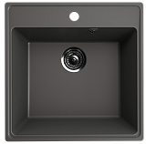 Односекционная кухонная мойка 505x505, с отверстием под смеситель, кварц, цвет асфальт (Forte 505-09)