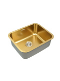 Мойка кухонная прямоугольная, размер 550x450 мм, в комплекте с арматурой, цвет золото сатин (SP(Pr)5545/2/SG)