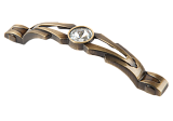 Ручка скоба с кристаллами, коллекция "Water", 128 мм, цвет состаренная бронза (WS009-128BA)