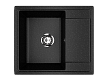 Мойка кухонная врезная из искусственного камня 575x495 мм, глубина 190 мм, цвет черный оникс матовый, без сифона (PR-M-575-04)