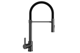 Смеситель кухонный однорычажный с высоким гибким изливом цвет черный матовый (UQ-024-Bl)