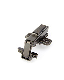 Петля четырехшарнирная для дверей с алюминиевым профилем, накладная, с доводчиком, с ответной планкой H=0 под евровинт, угол открывания 105°, Clip-On, с заглушкой "Partner", упакована в отдельный пакет, цвет - черный никель (HAS(B)090A/105/100/BN)