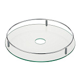 Полка стеклянная c релингом диаметр 350 мм, хром (требуются кольца STK102) (STS350)