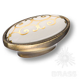 Ручка кнопка керамика с золотым орнаментом, античная бронза (3000-40-000-212)