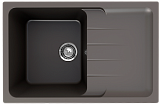 Кухонная мойка ULGRAN прямоугольная с крылом 780x510 мм реверсивная односекционная, цвет асфальт (Gerda 780-09)