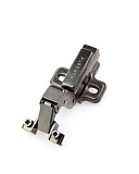 Петля четырехшарнирная для дверей с алюминиевым профилем, вкладная, с доводчиком, с ответной планкой H=0 под евровинт, угол открывания 105°, Clip-On, с заглушкой "Partner", упакована в отдельный пакет, цвет - черный никель (HAS(B)090C/105/100/BN)