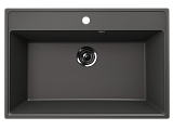 Односекционная кухонная мойка 760x510 глубина 200 мм с отверстием под смеситель, кварц, цвет асфальт (Forte 760-09)