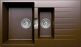 Мойка кухонная прямоугольная, искусственный гранит (кварц), цвет коричневый (TL-860/817)