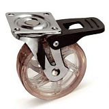 Мебельное колесо, D=75 мм, со стопором, силиконовое коричневое (КМ-ВН75MM-30)