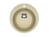 Мойка кухонная врезная из искусственного камня круглая Ø475 мм, глубина 170 мм, цвет слоновая кость мат, без сифона (PR-M-475-02)