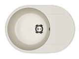 Мойка кухонная врезная из искусственного камня овал 610x470 мм, глубина 175 мм, цвет белый камень матовый, без сифона (PR-M-610-01)