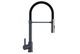 Смеситель кухонный однорычажный с высоким гибким изливом, цвет ультра-черный (U-024-344)