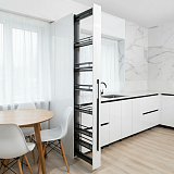 Колонна выдвижная, шесть уровней, скрытые направляющие полного выдвижения, с порошковым покрытием темно-серого цвета, пруток W12*T3 мм, ширина шкафа 200 мм, W145*D497*H1940-2230mm (BKJ200/DF)