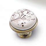 Ручка кнопка с керамикой, коллекция "Fire", темная античная бронза/вставка 02 (FC003DAB/02)