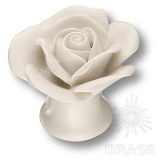 Ручка кнопка в форме розы, керамика ручной работы, цвет белый (3060-WHITE)
