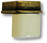 Ручка кнопка керамика с металлом, цвет молочный (398B1)