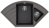 Кухонная мойка ULGRAN угловая двухчашевая, цвет асфальт (Marta 1000-09)