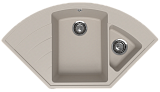 Кухонная мойка ULGRAN угловая двухчашевая, цвет лен (Marta 1000-02)