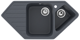 Мойка кухонная угловая, две чаши с крылом, искусственный камень, цвет антрацит (ES-25/343)