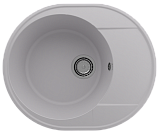 Одночашевая овальная кухонная мойка 585x485, глубина 180 мм реверсивная, кварц, цвет платина (Nora 585-04)