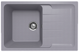Кухонная мойка ULGRAN прямоугольная с крылом 780x510 мм реверсивная односекционная, цвет бетон (Gerda 780-05)