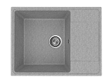 Мойка кухонная врезная из искусственного камня прямоугольная 650x495 мм, глубина 180 мм, цвет светло-серый матовый, без сифона (PR-M-650-03)
