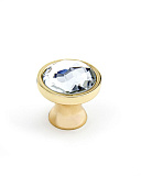 Ручка кнопка с кристаллами, коллекция "Water", цвет - золото королевское (WC019KG)