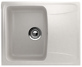 Мойка кухонная прямоугольная с крылом компактная, искусственный камень, цвет ультра-белый (ES-26/341)