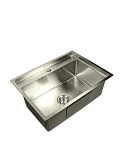 Мойка кухонная прямоугольная, размер: 620x450 мм, в комплекте с арматурой, сталь 2,5 мм, монтаж снизу или сверху (SP(Pr)6245/Ni)