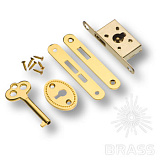 Замок для шкатулки врезной (комплект), сталь, цвет глянцевая латунь (30.00.056-0)