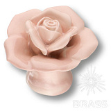 Ручка кнопка в форме розы, керамика ручной работы, цвет розовый (3060-PINK)