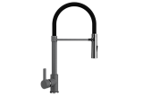 Смеситель кухонный однорычажный с высоким гибким изливом, цвет графит (U-024-342)