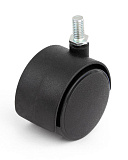 Мебельное колесо, черное, D=50 мм, без тормоза, со штырём M8 (NW50/00/02)