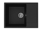 Мойка кухонная врезная из искусственного камня прямоугольная 650x495 мм, глубина 180 мм, цвет черный оникс матовый, без сифона (PR-M-650-04)