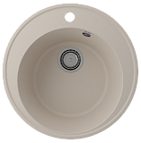 Круглая кухонная мойка Ø485 глубина 180 мм с отверстием под смеситель, кварц, цвет лен  (Nora 485-02)