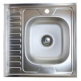 Мойка накладная 600x600x130 мм толщина металла 0,4 мм правая (без сифона) (6060L-P)