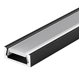 Алюминиевый накладной профиль 15,2x6 мм, L=2 м с матовым экраном, заглушками, черный (SP261B)