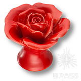 Ручка кнопка в форме розы, керамика ручной работы, цвет красный  (3060-RED)
