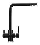 Смеситель кухонный с подключением фильтра питьевой воды, цвет ультра-черный (ES-08/344)