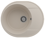 Одночашевая овальная кухонная мойка 585x485, глубина 180 мм реверсивная, кварц, цвет лен (Nora 585-02)
